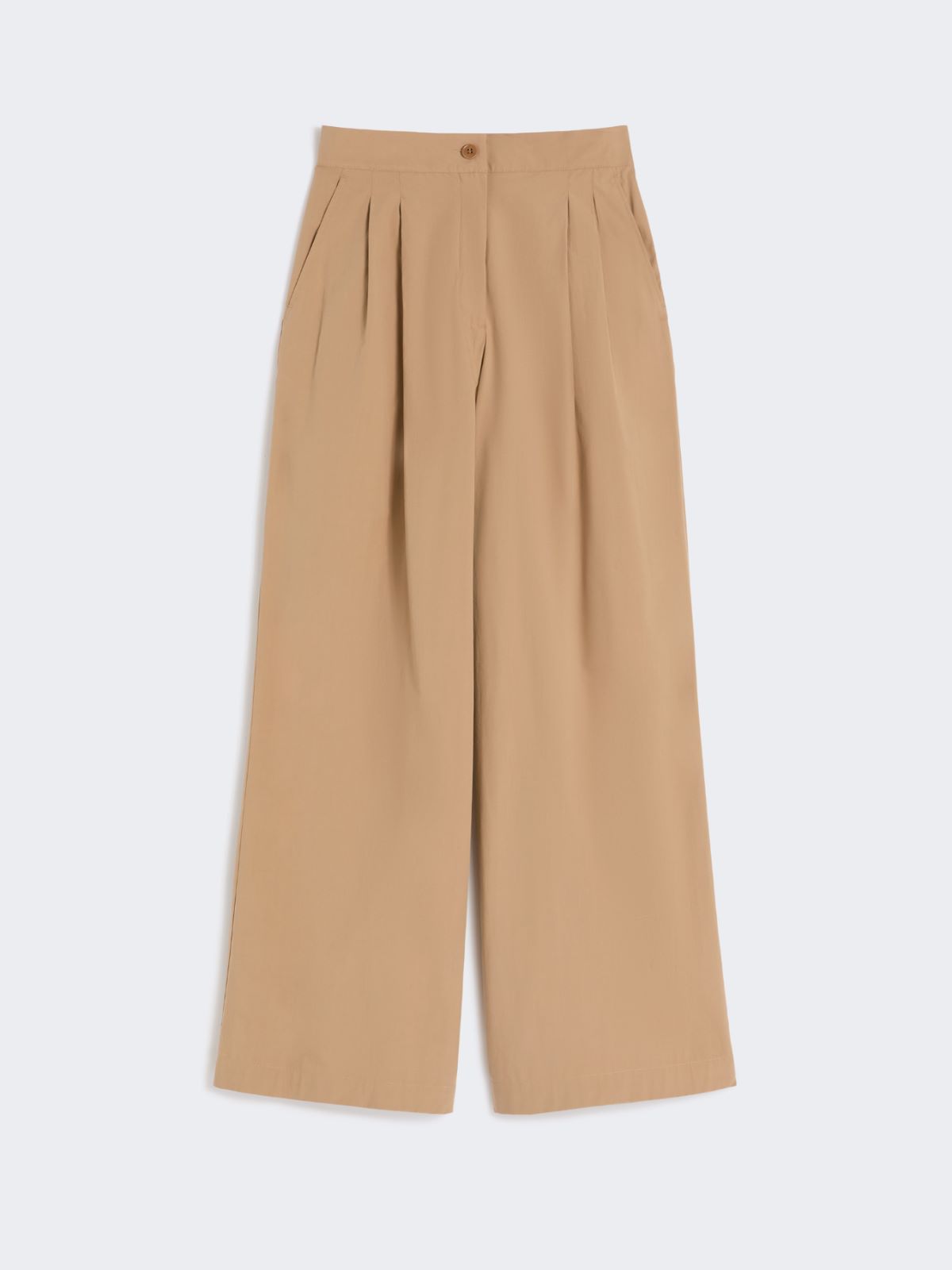 Wide-leg cotton poplin trousers - TOBACCO - 4