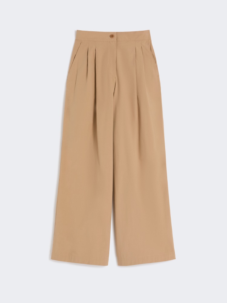 Wide-leg cotton poplin trousers - TOBACCO - 4