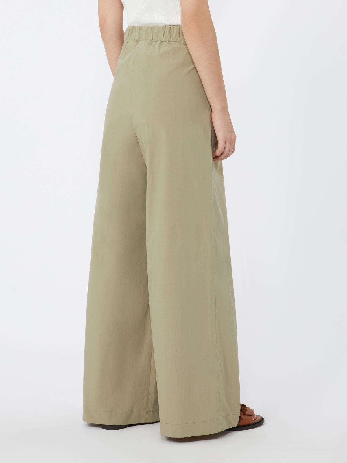 Wide-leg cotton poplin trousers - OLIVE GREEN - 3