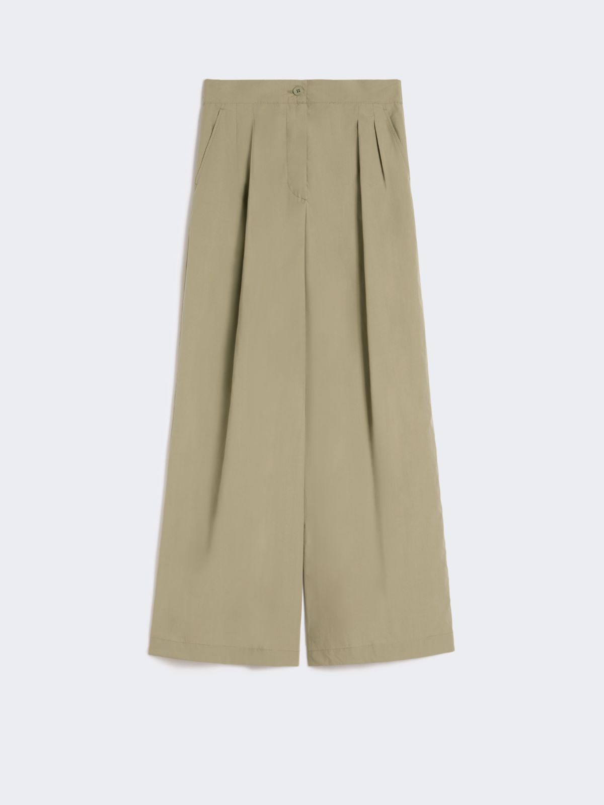 Wide-leg cotton poplin trousers - OLIVE GREEN - 4