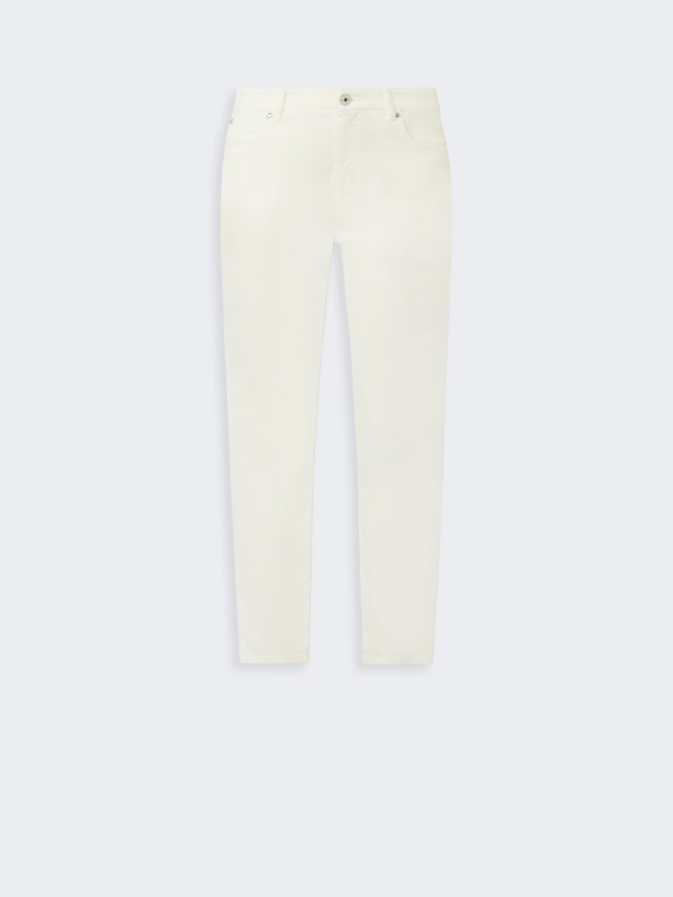 Slim-fit stretch cotton trousers - WHITE - Max Mara