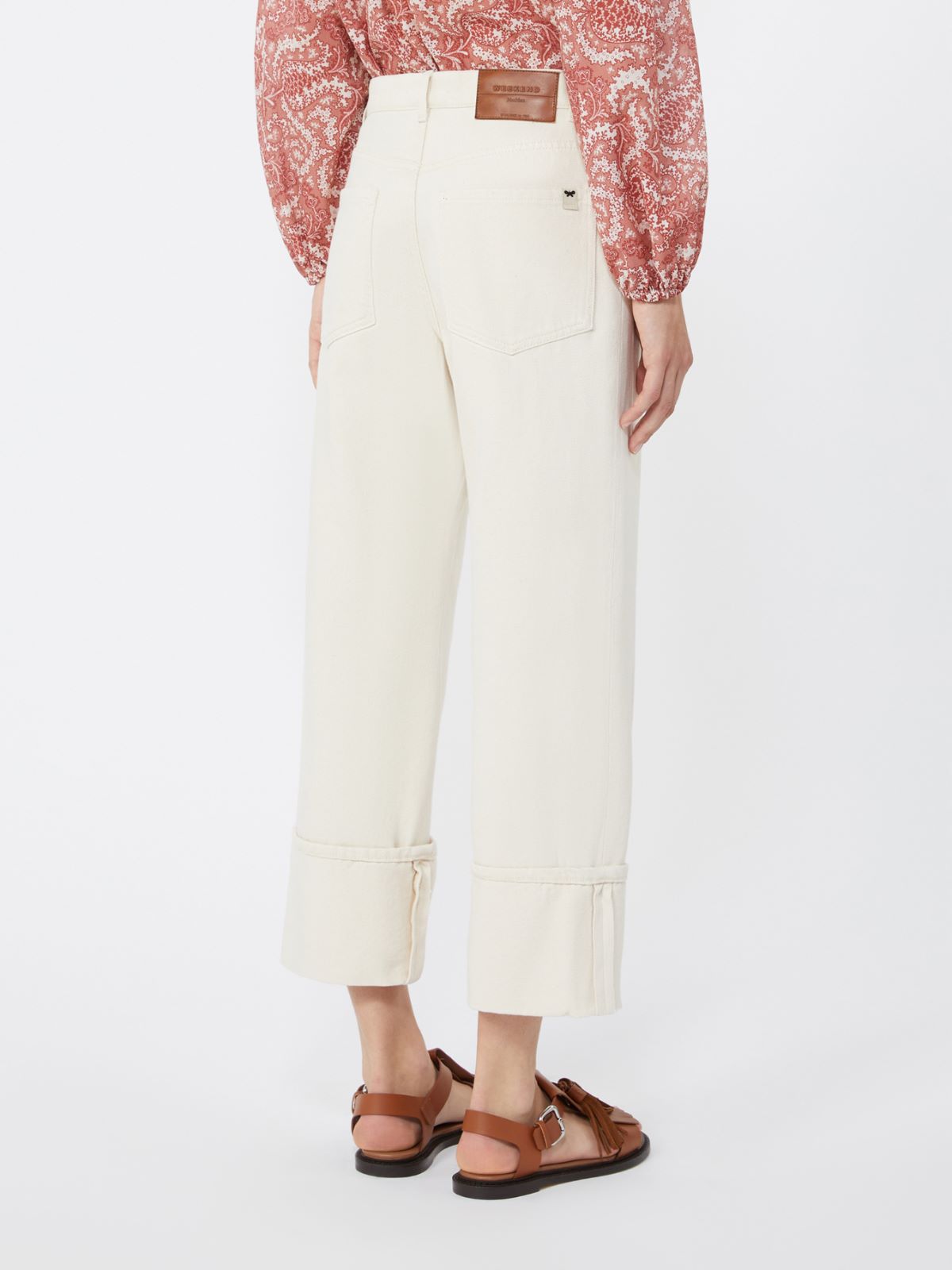 Pantalon en bull de coton avec revers - ECRU - Max Mara - 3