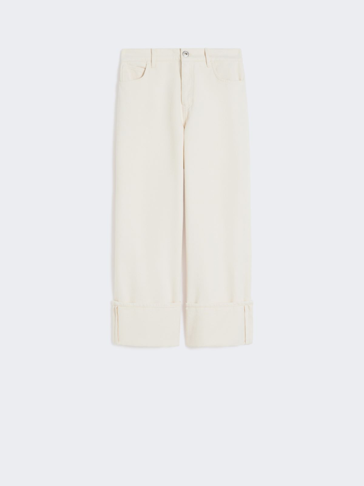Pantalon en bull de coton avec revers - ECRU - Max Mara - 4