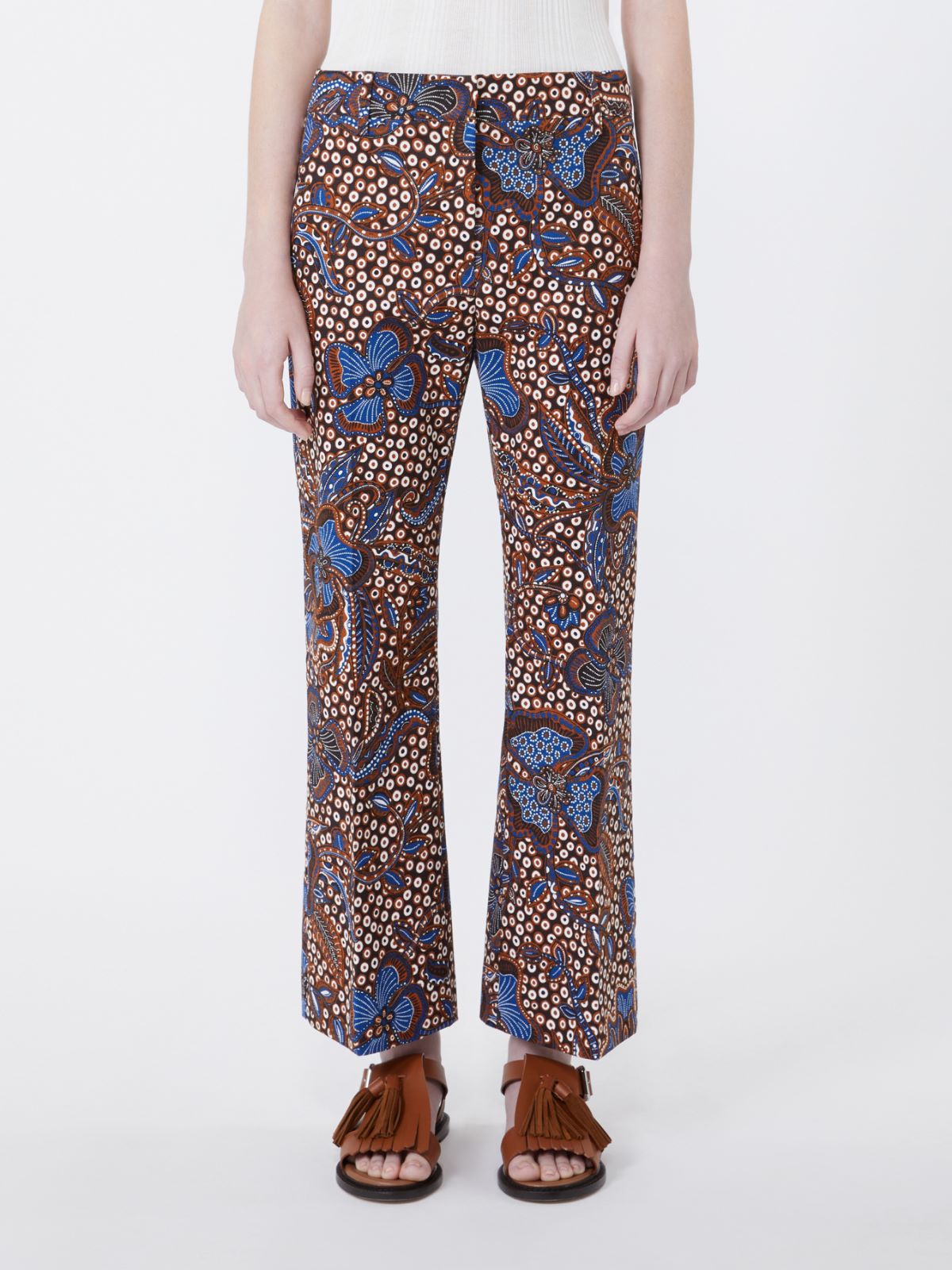 Printed basketweave cotton trousers - TOBACCO - Max Mara - 2