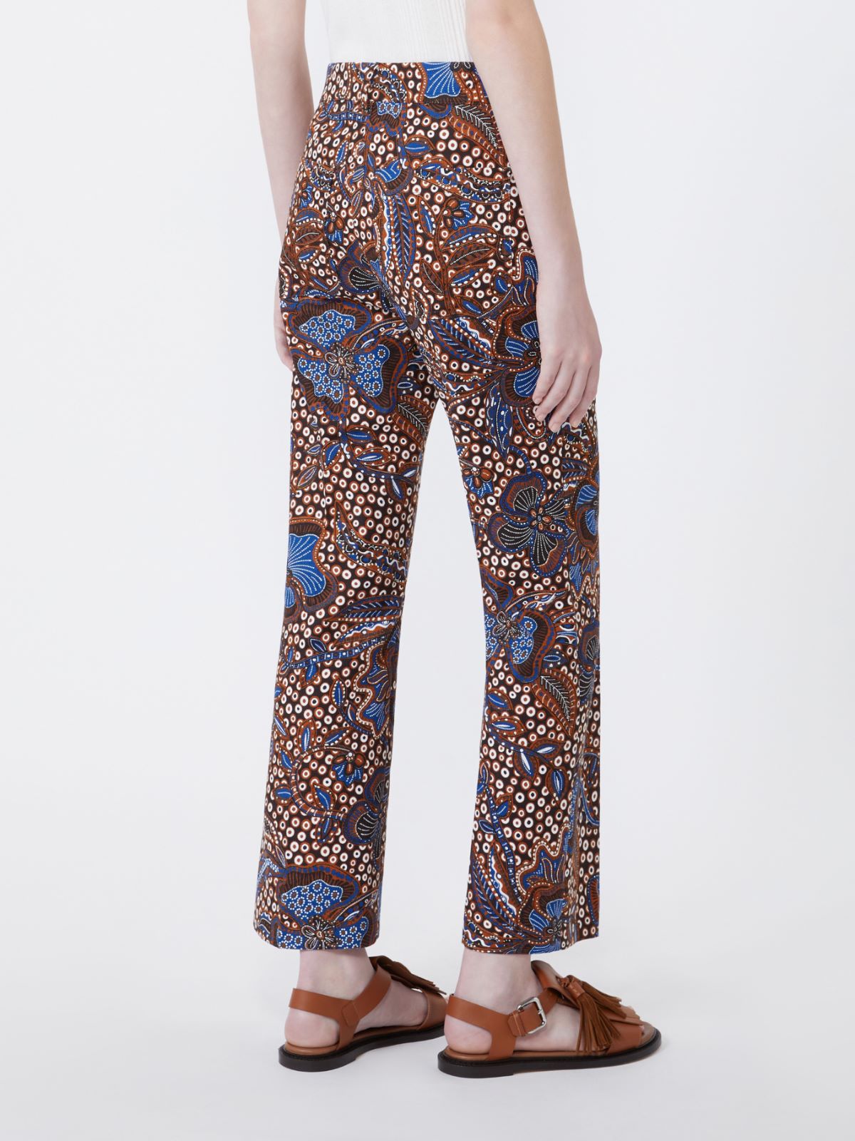 Printed basketweave cotton trousers - TOBACCO - Max Mara - 3