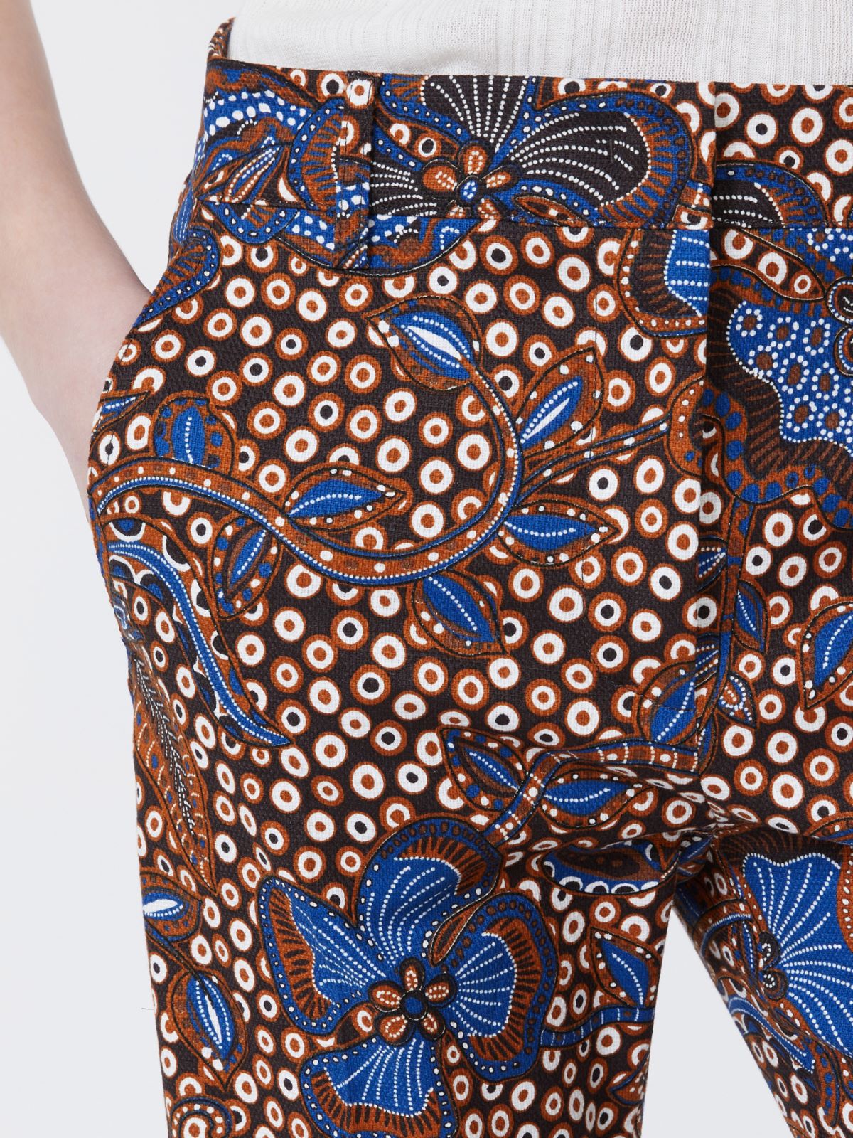 Printed basketweave cotton trousers - TOBACCO - Max Mara - 4