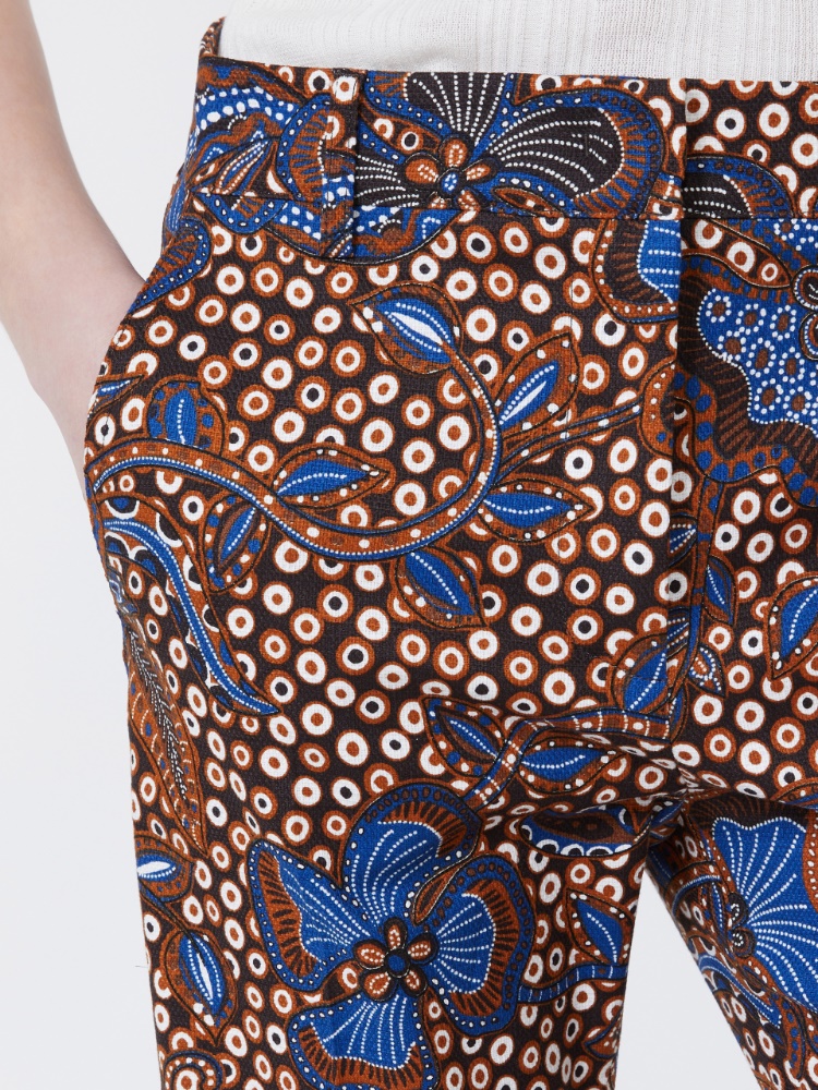 Printed basketweave cotton trousers - TOBACCO - Max Mara - 4
