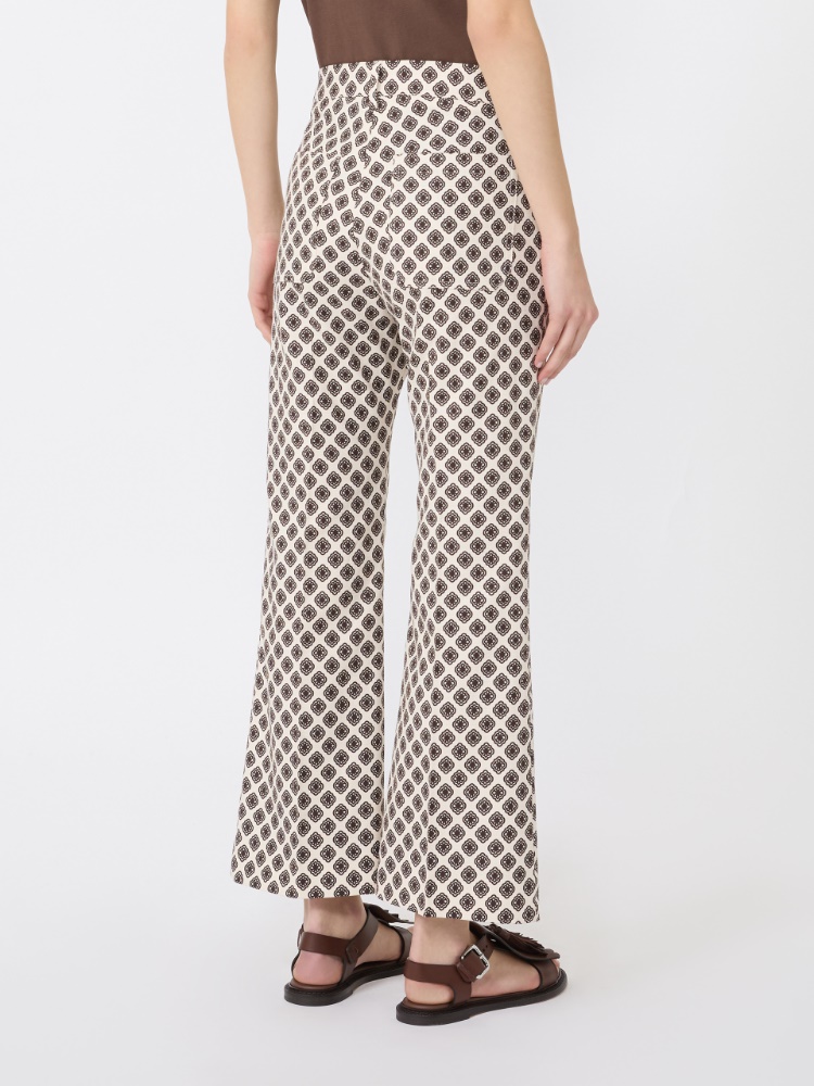 Printed basketweave cotton trousers - IVORY - 3