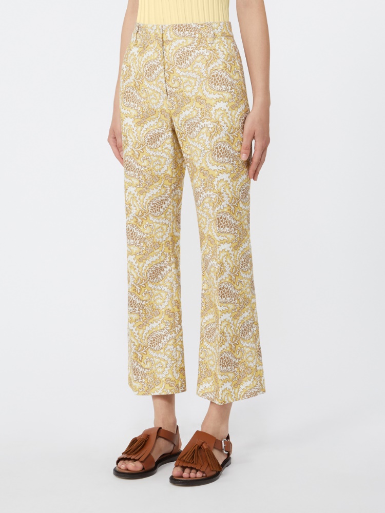 Printed basketweave cotton trousers - LIGHT YELLOW - Max Mara - 2