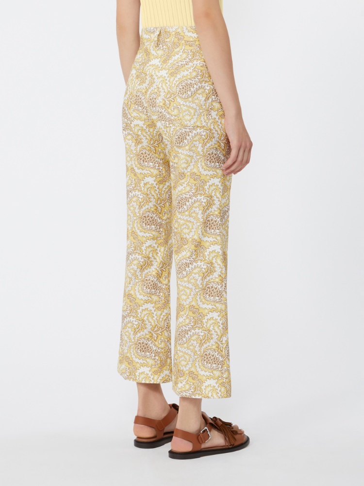 Printed basketweave cotton trousers - LIGHT YELLOW - Max Mara - 3