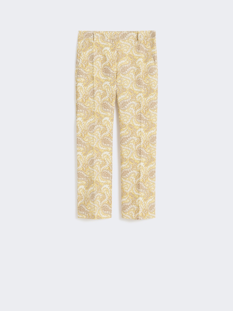 Printed basketweave cotton trousers - LIGHT YELLOW - Max Mara - 4