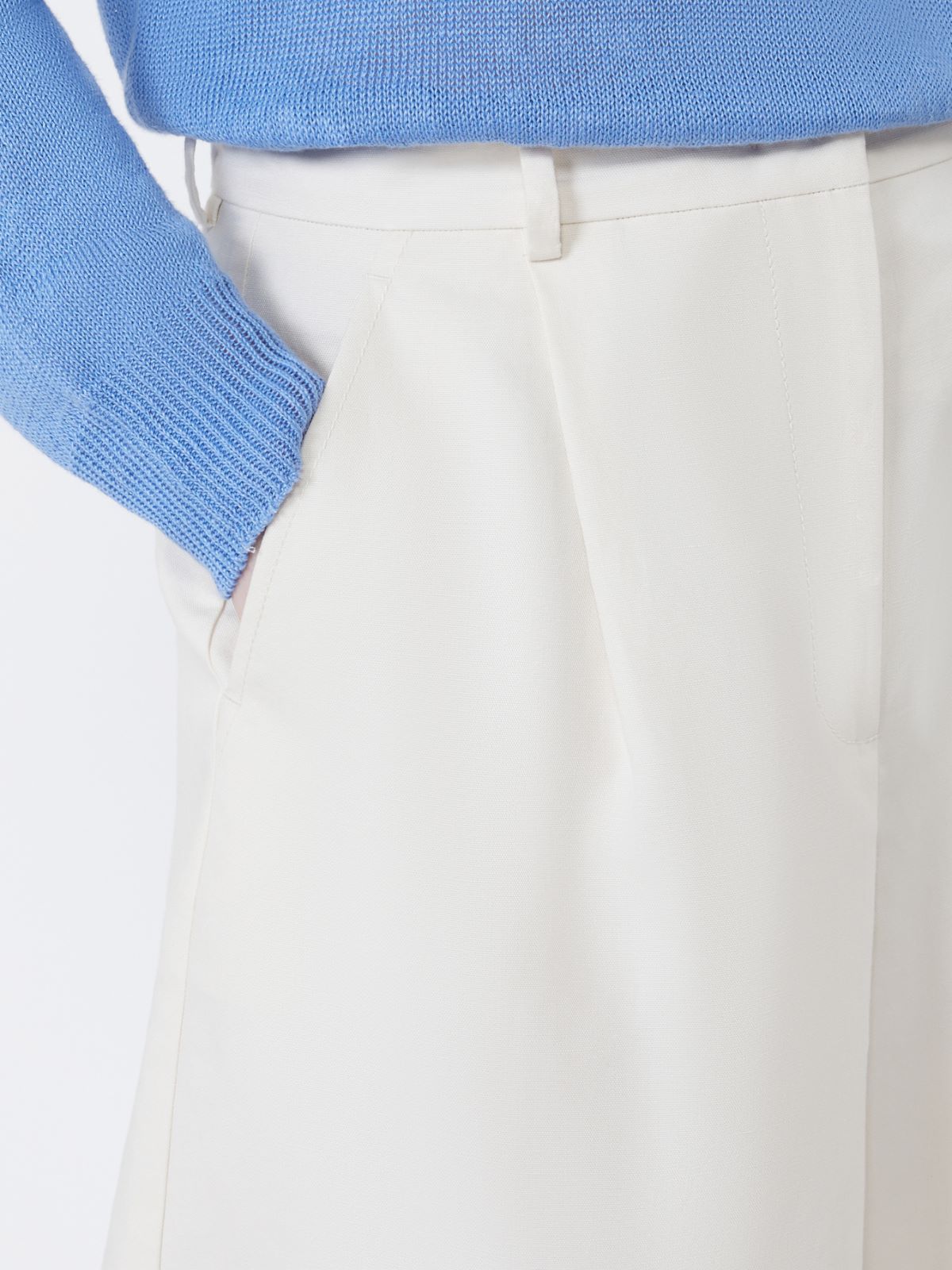 Bermuda in canvas di cotone e lino - ECRU - Max Mara - 4