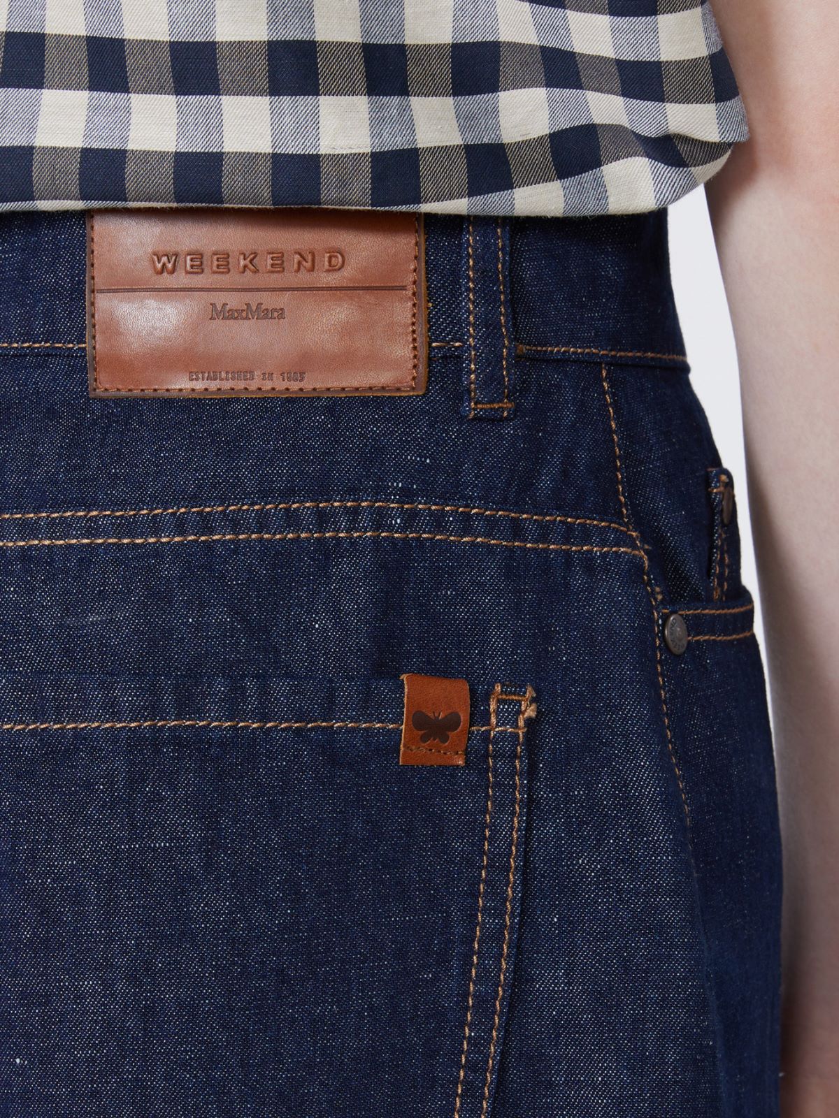 Cotton and linen denim Bermuda shorts - NAVY - Max Mara - 4