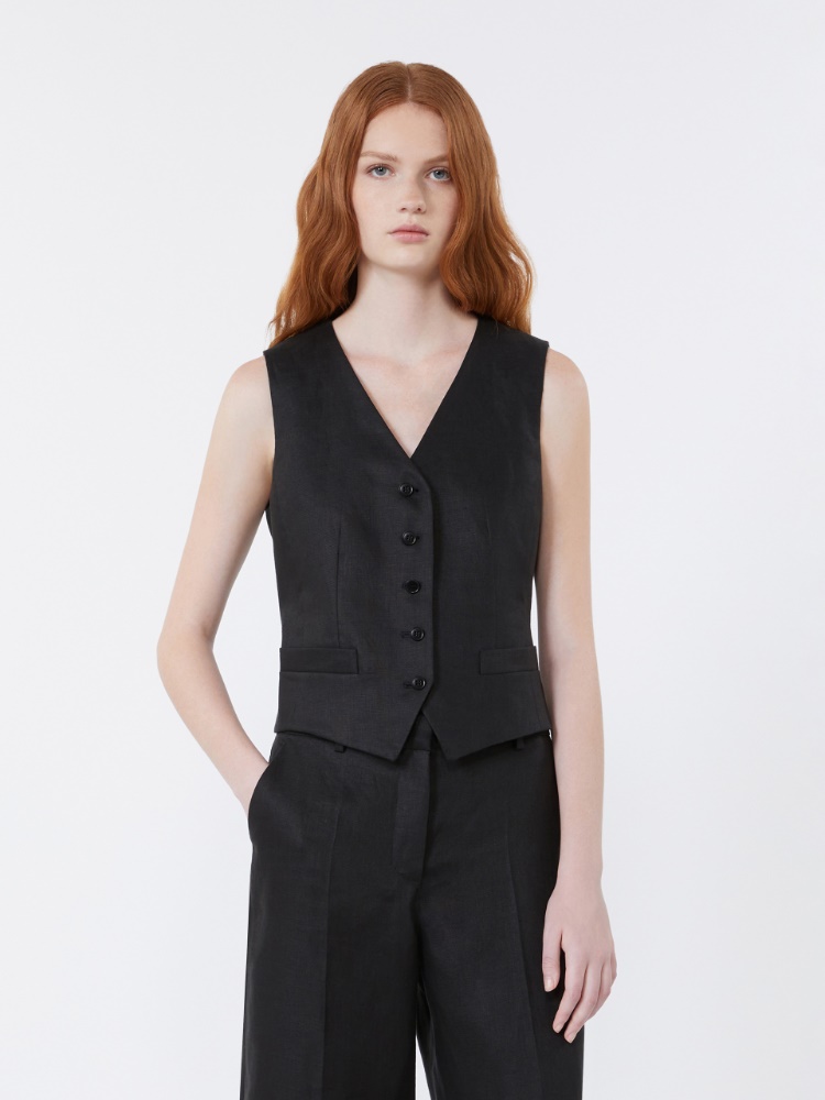 Linen canvas waistcoat - BLACK - Max Mara - 2