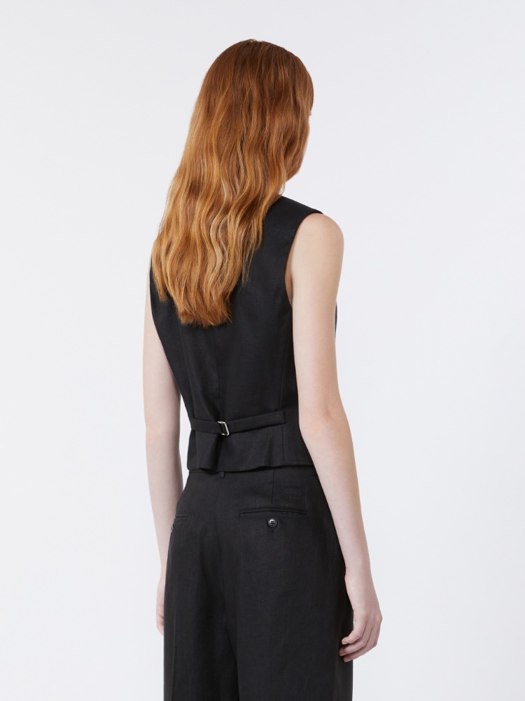 Linen canvas waistcoat - BLACK - Max Mara - 3
