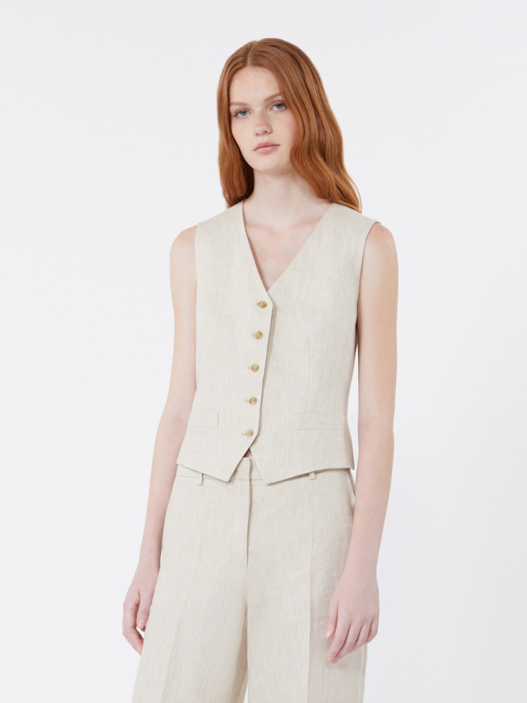 Linen canvas waistcoat - ECRU - 2
