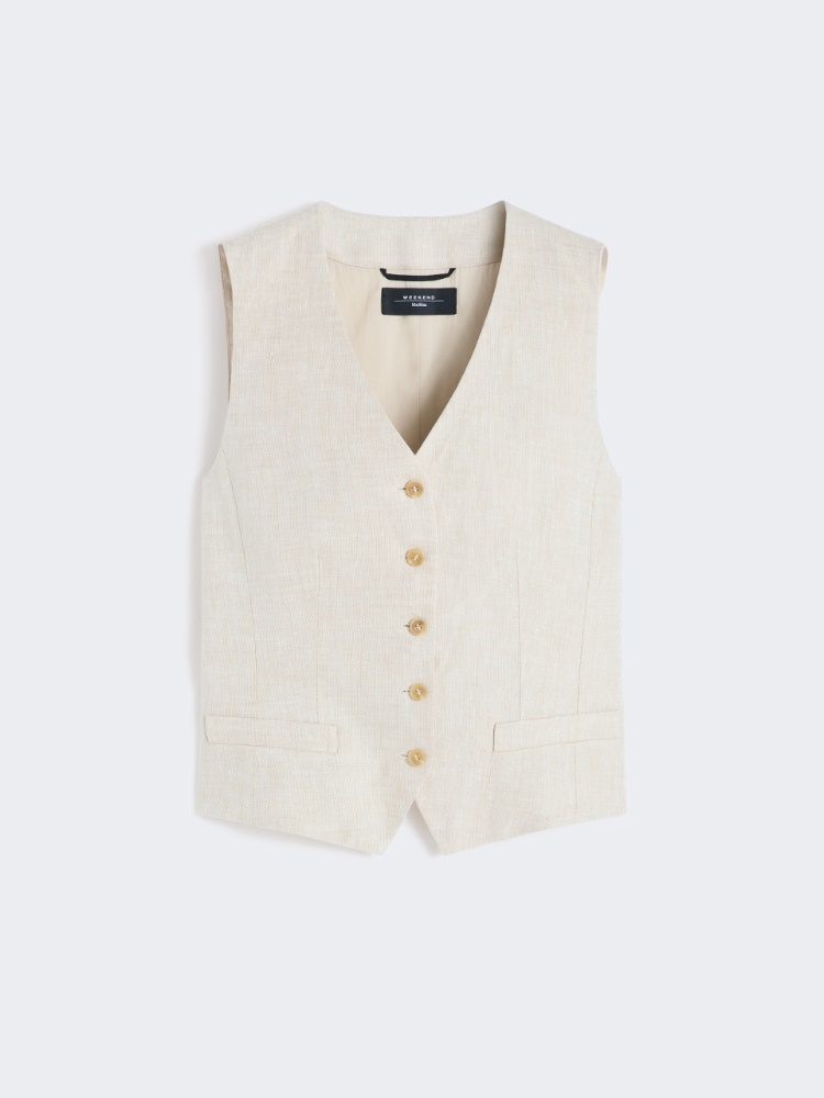 Linen canvas waistcoat - ECRU