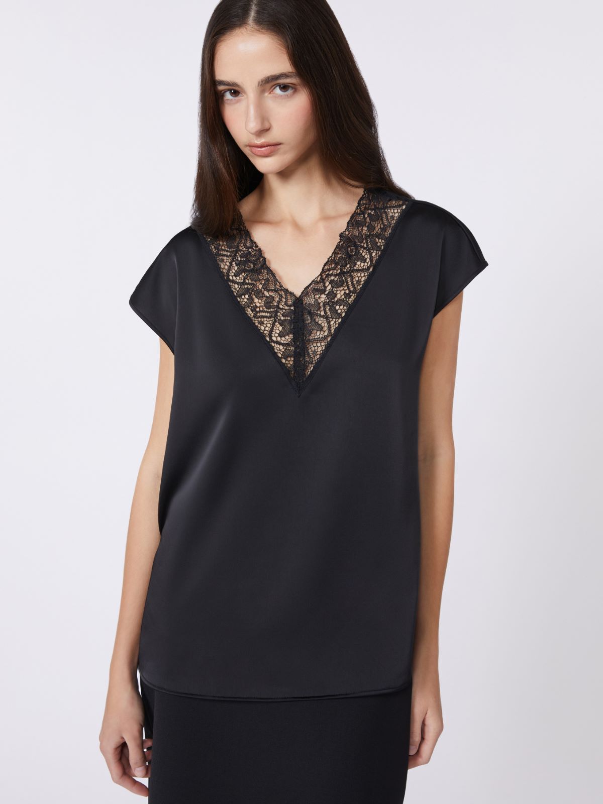 Feminine satin top - BLACK - Max Mara - 5