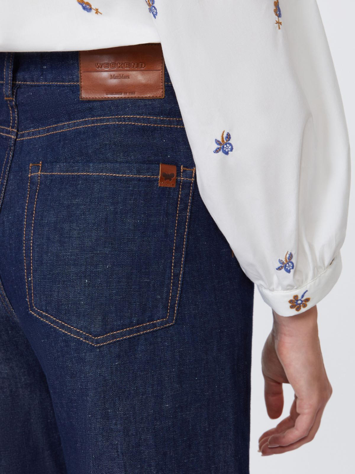 Jeans in denim di cotone e lino - BLU - Max Mara - 4