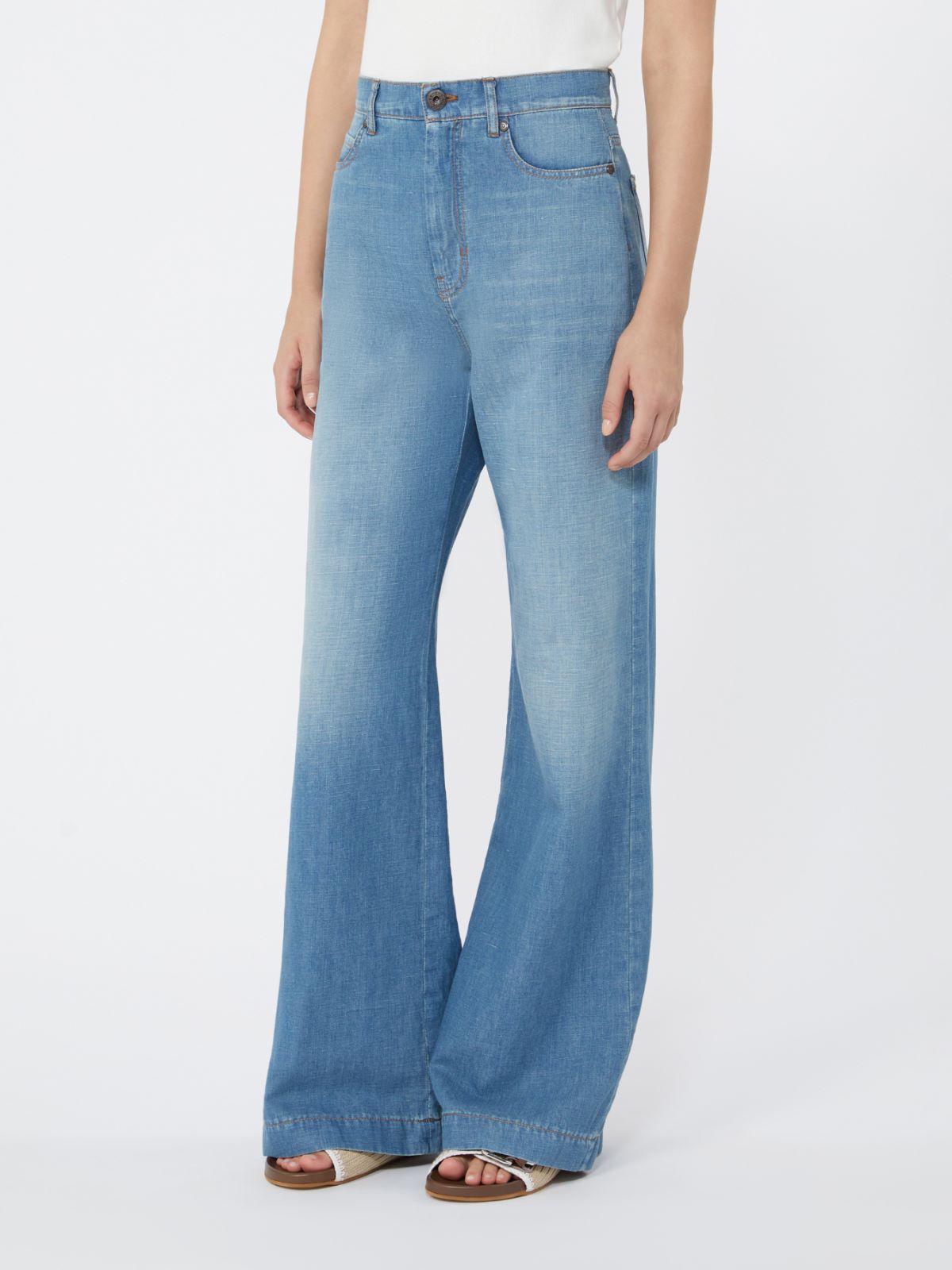 Linen and cotton denim jeans - NAVY - Max Mara - 8