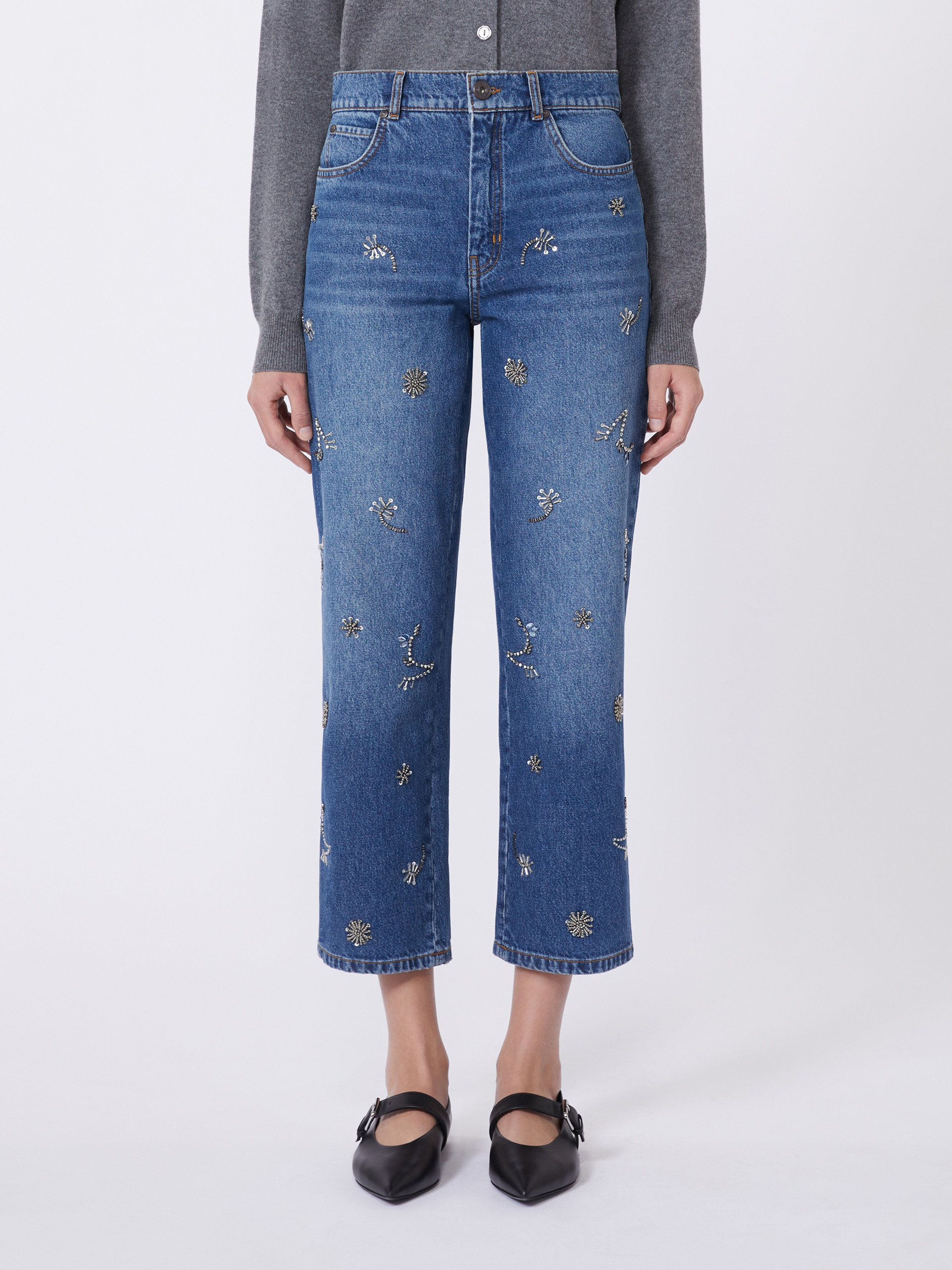 Embroidered denim jeans - NAVY - Max Mara - 2