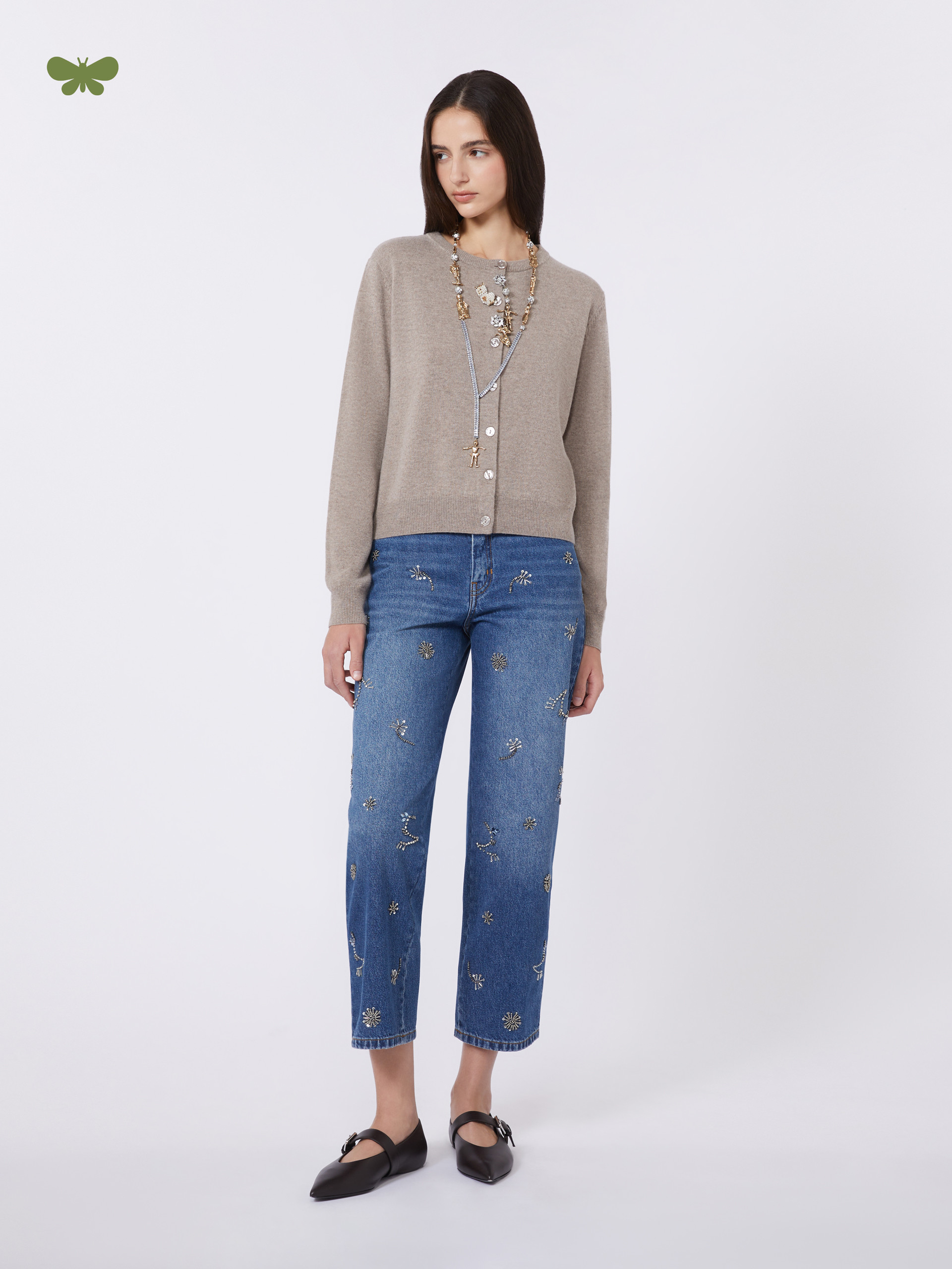Embroidered denim jeans - NAVY - Max Mara