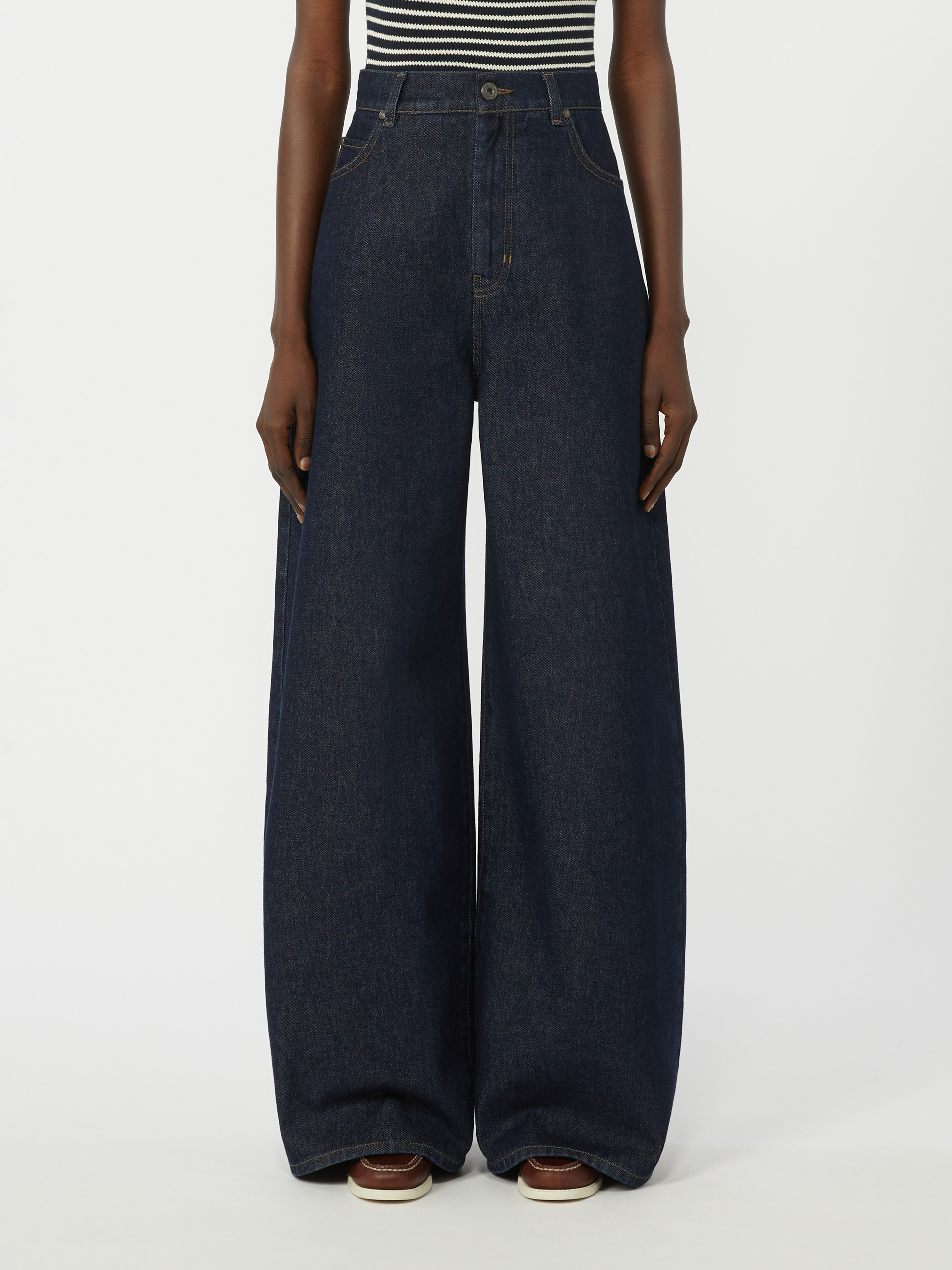 Cotton denim wide-leg jeans - NAVY - Max Mara - 2