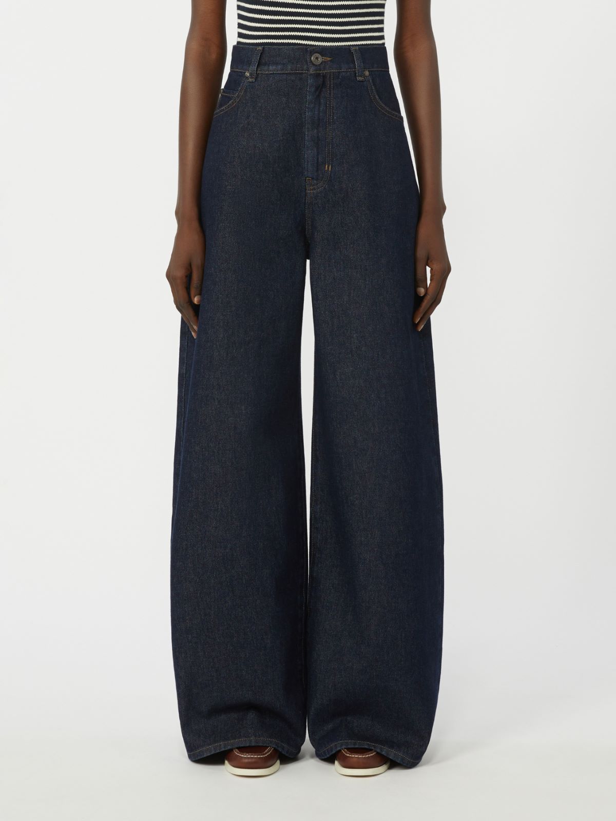 Jeans wide leg in denim di cotone