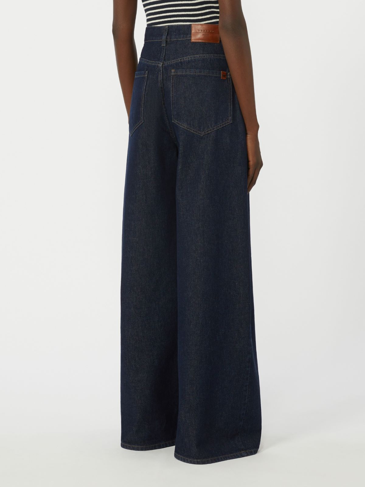Cotton denim wide-leg jeans - NAVY - Max Mara - 4