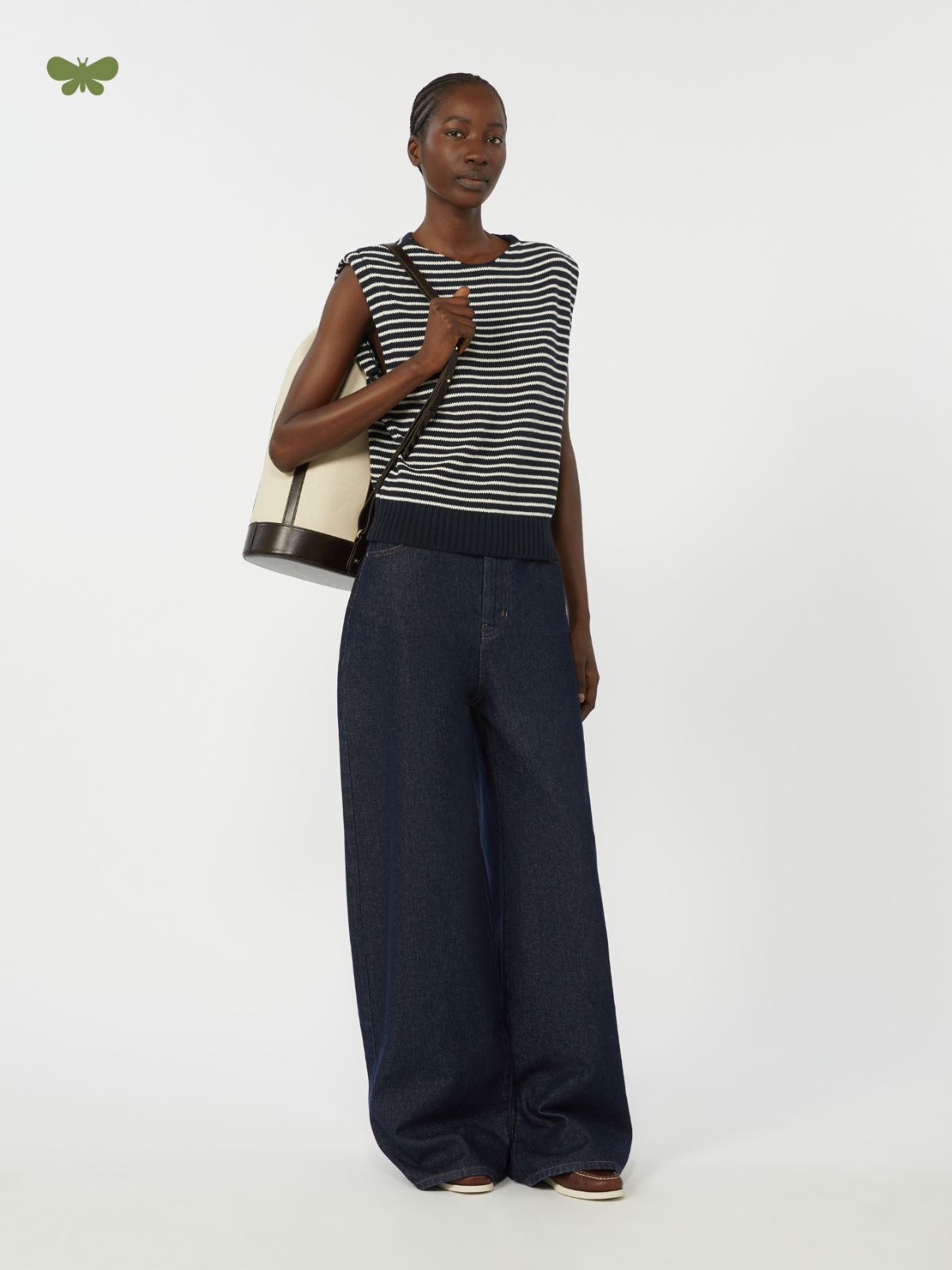 Cotton denim wide-leg jeans - NAVY - Max Mara - 4