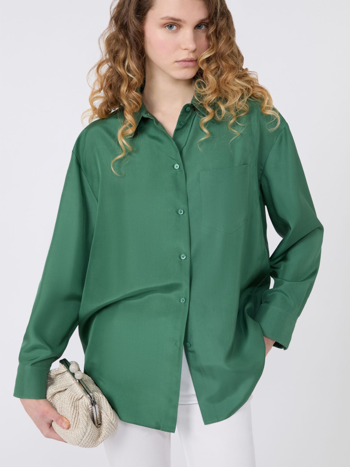 Silk habotai shirt - GREEN - Max Mara - 4