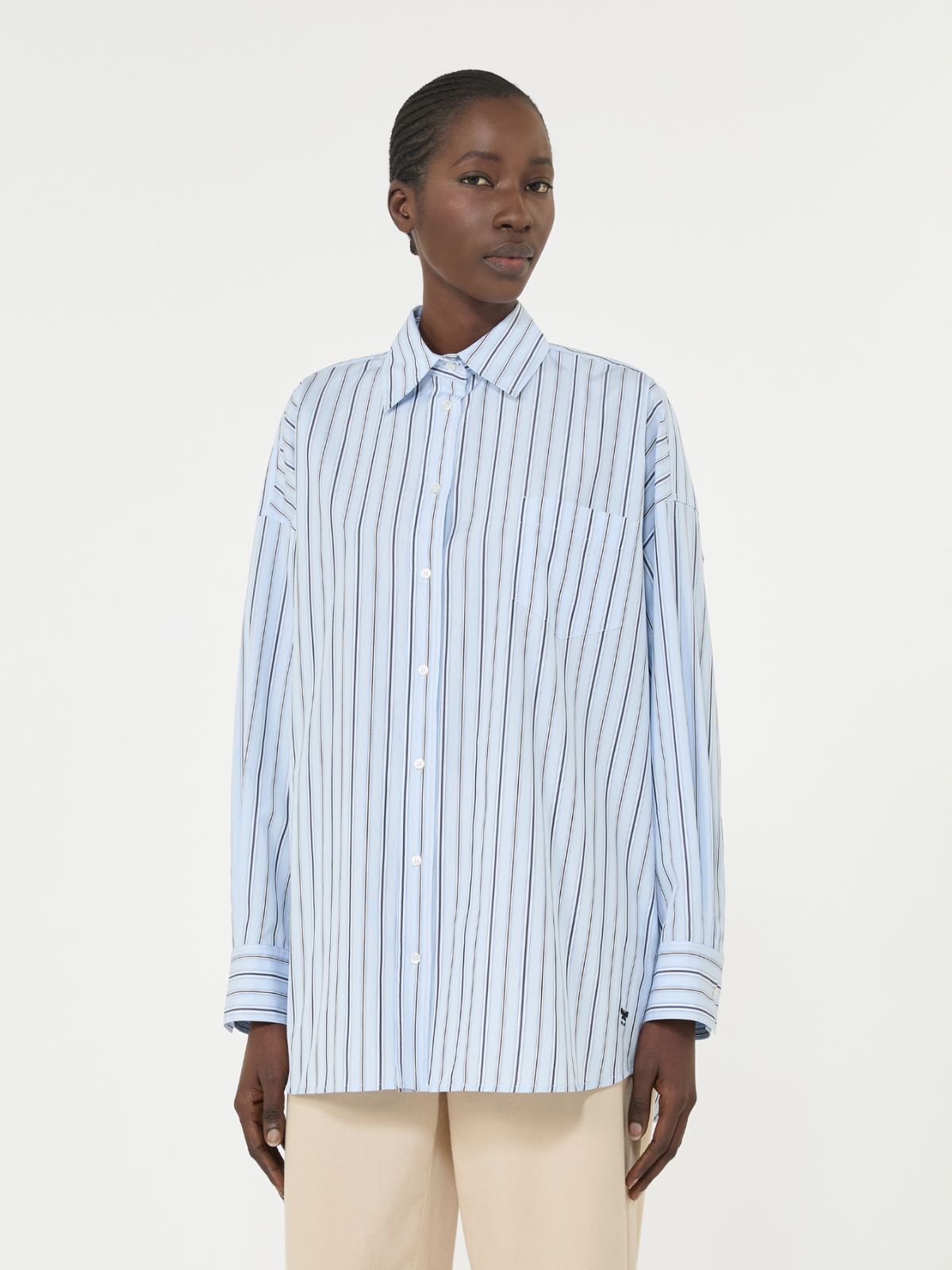 Oversized striped cotton shirt - LIGHT BLUE - Max Mara - 6