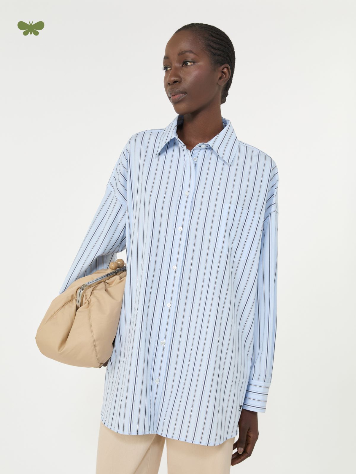 Oversized striped cotton shirt - LIGHT BLUE - Max Mara - 6