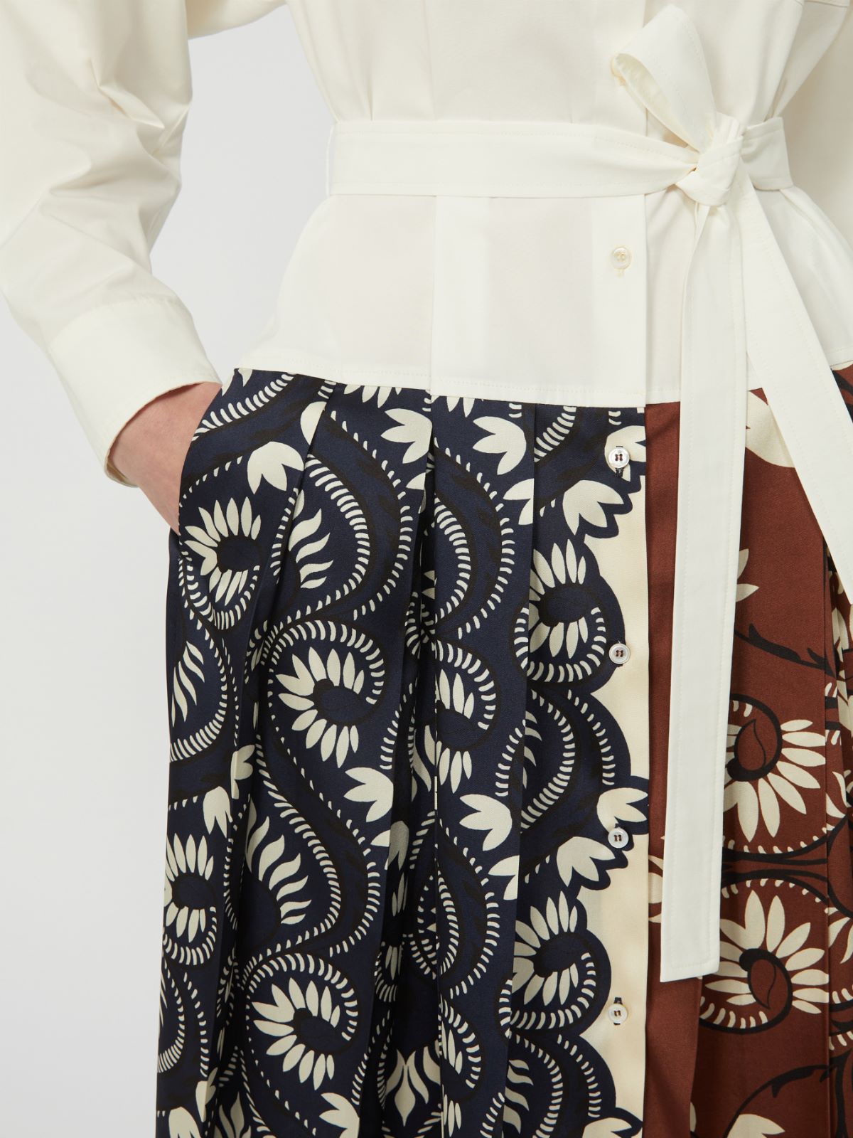 Printed cotton and twill shirt dress - WHITE - Max Mara - 5