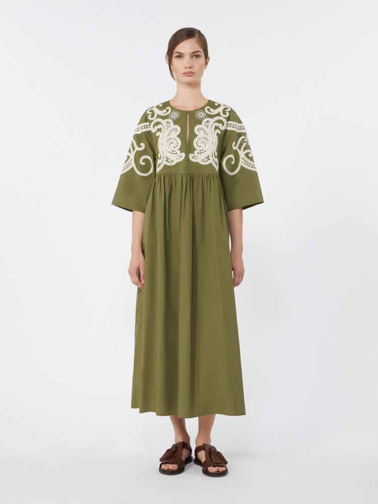 Soft cotton poplin dress - KAKI - 2