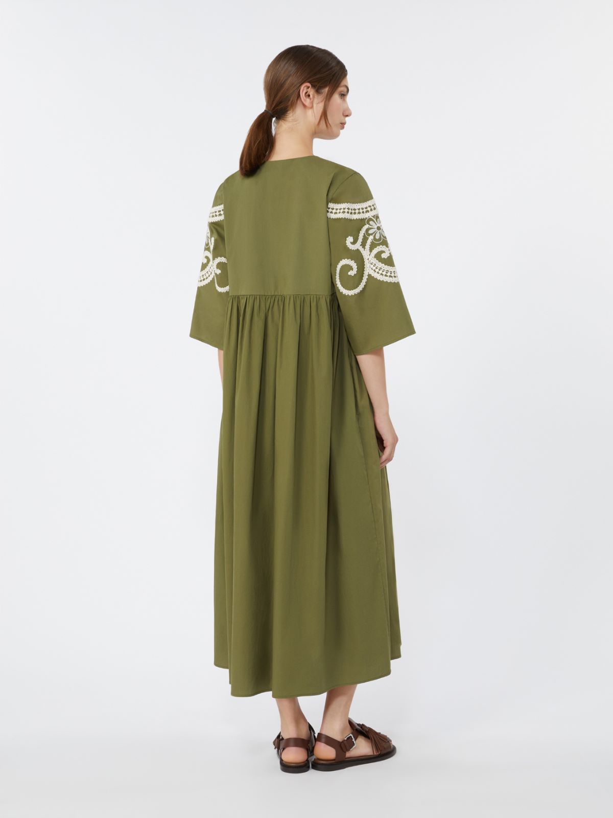 Soft cotton poplin dress - KAKI - 3
