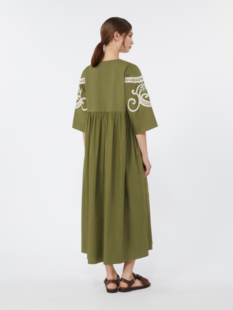 Soft cotton poplin dress - KAKI - 3