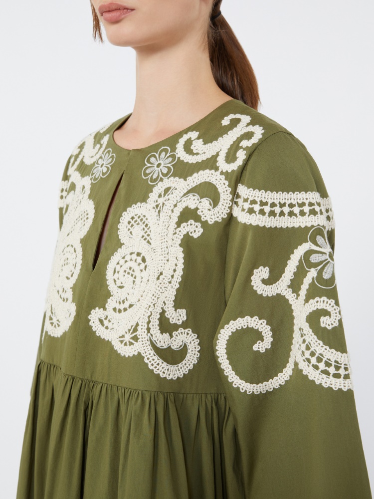 Soft cotton poplin dress - KAKI - 4