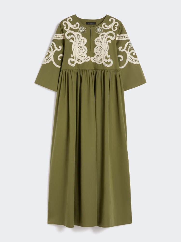Soft cotton poplin dress - KAKI - 5