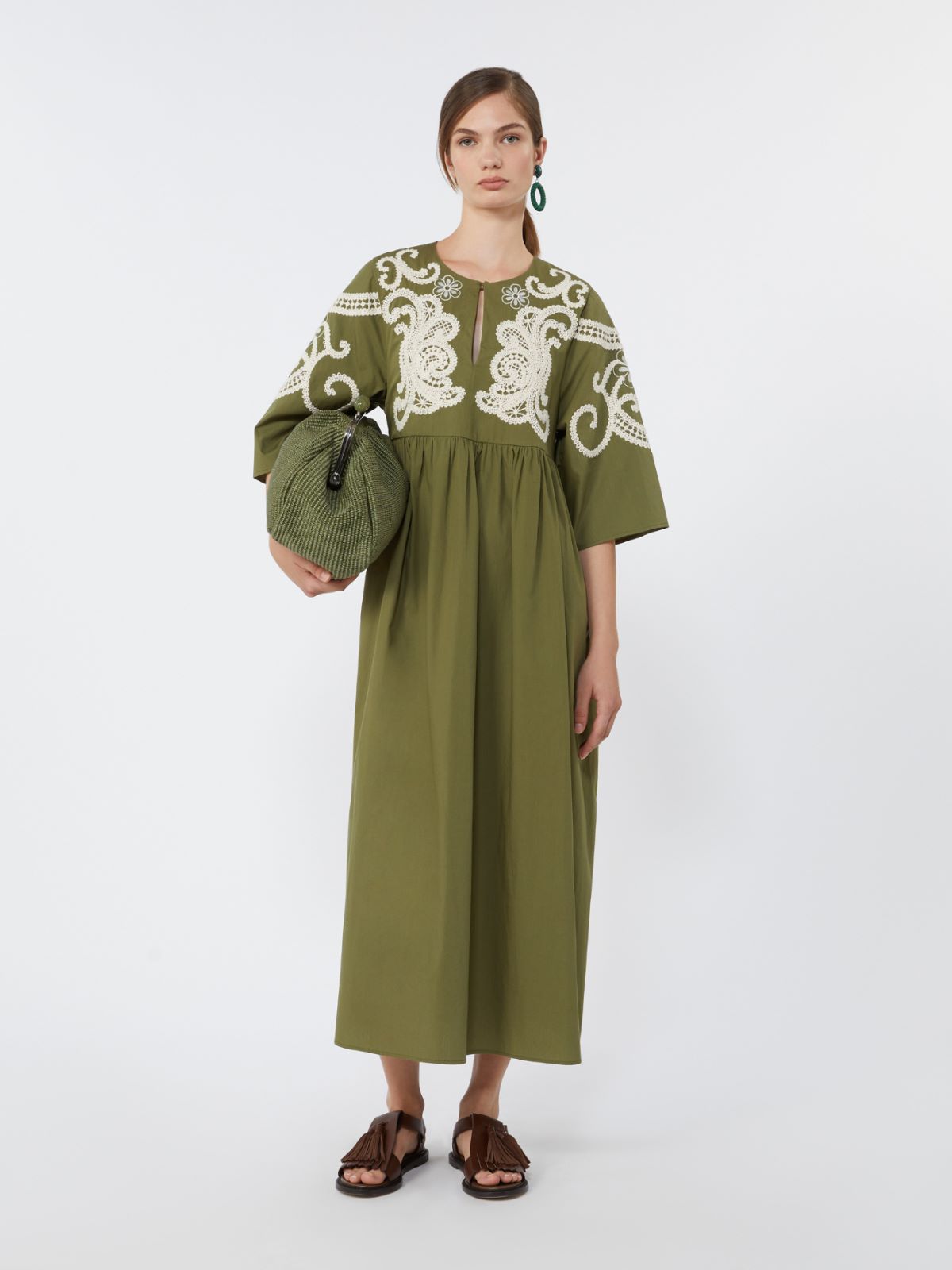 Soft cotton poplin dress - KAKI