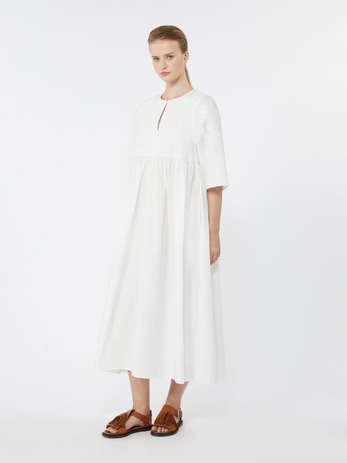 Soft cotton poplin dress - WHITE - 2