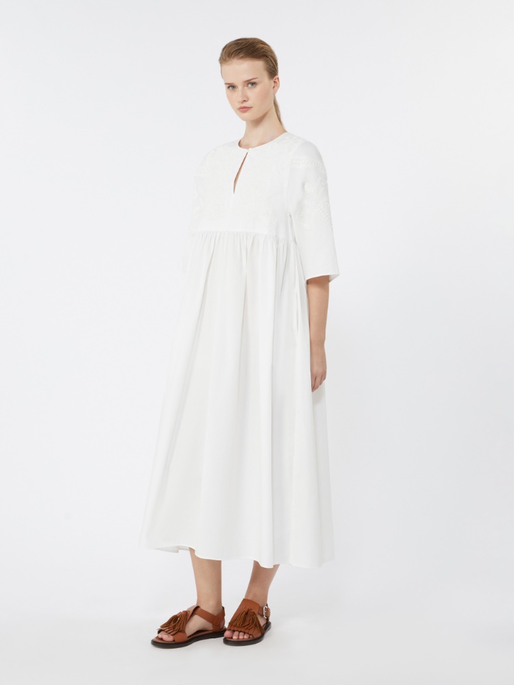 Soft cotton poplin dress - WHITE - 2