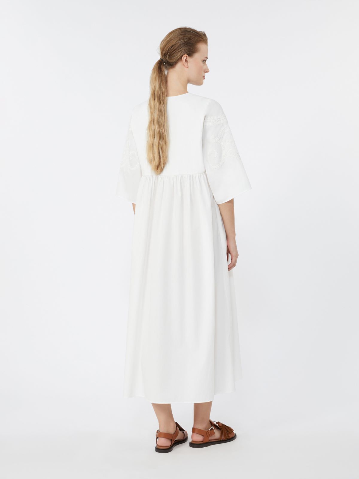 Soft cotton poplin dress - WHITE - 3