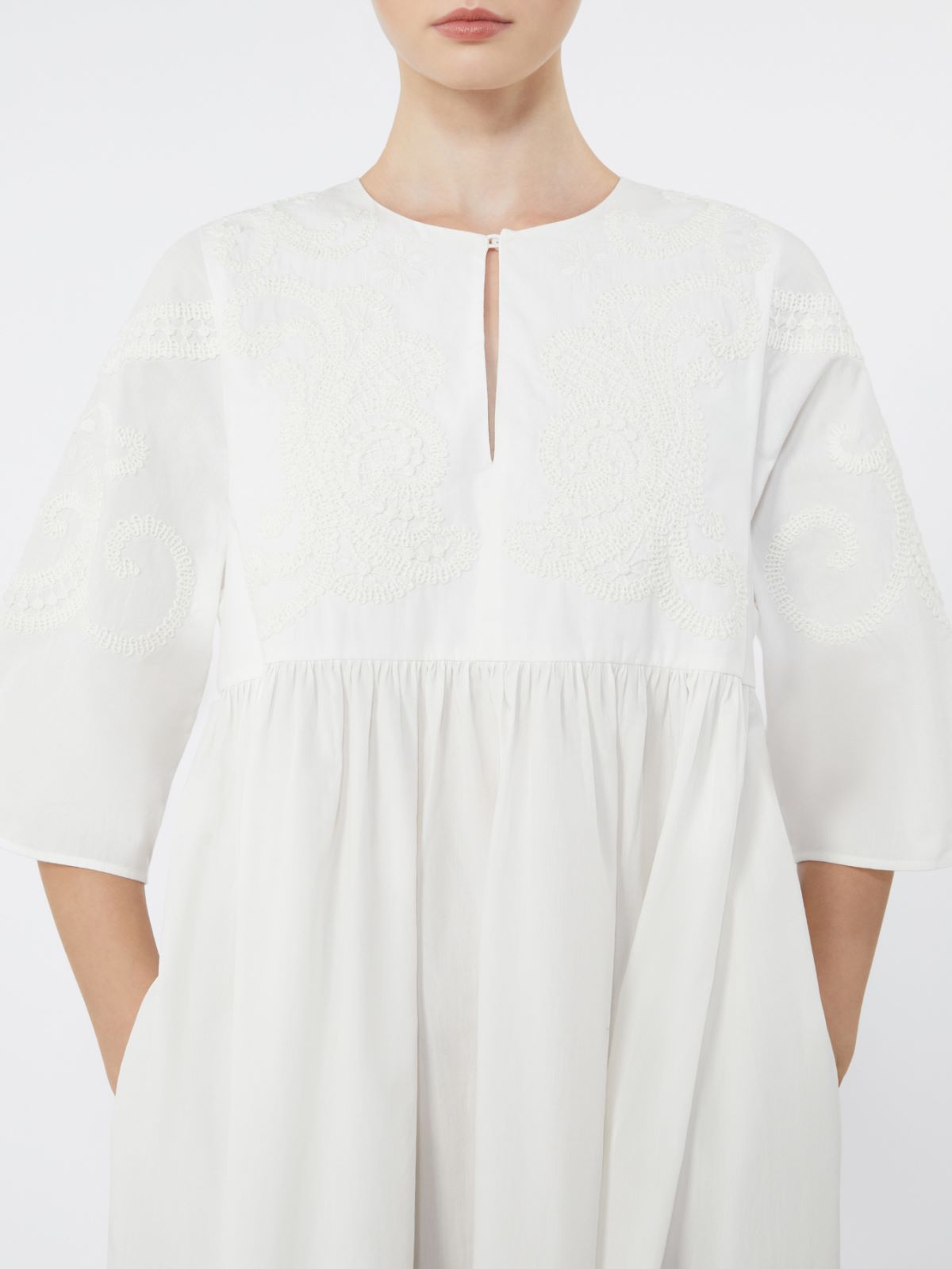 Soft cotton poplin dress - WHITE - 4