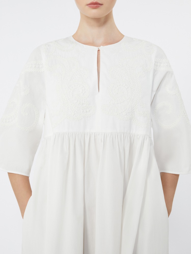 Soft cotton poplin dress - WHITE - 4