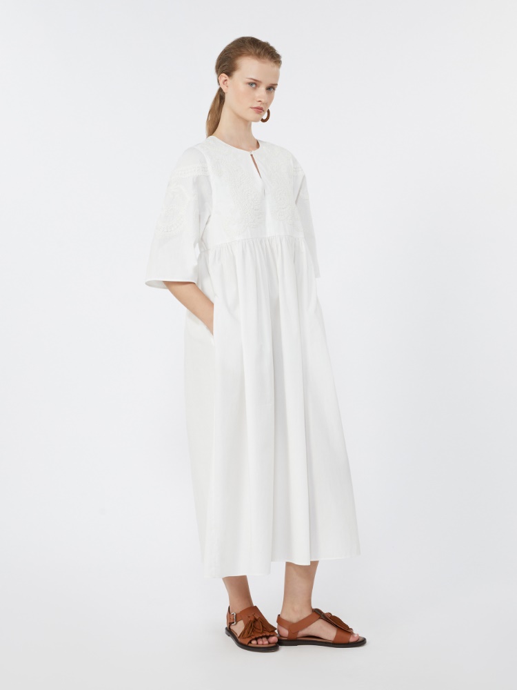 Soft cotton poplin dress - WHITE - 1