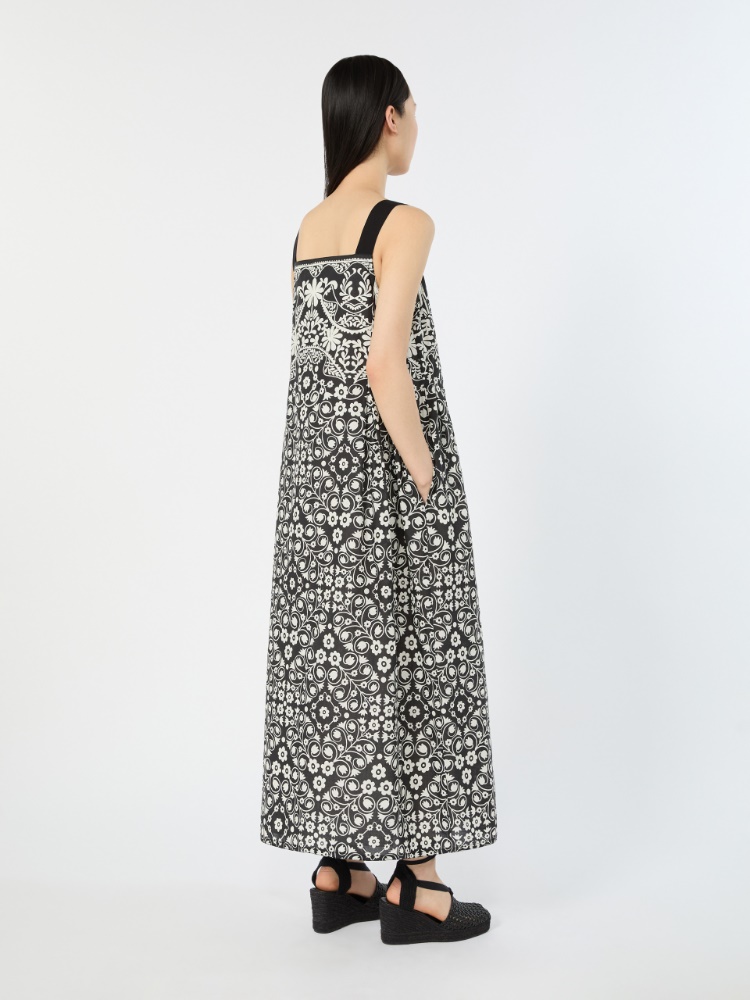 Printed cotton voile dress - BLACK - 3