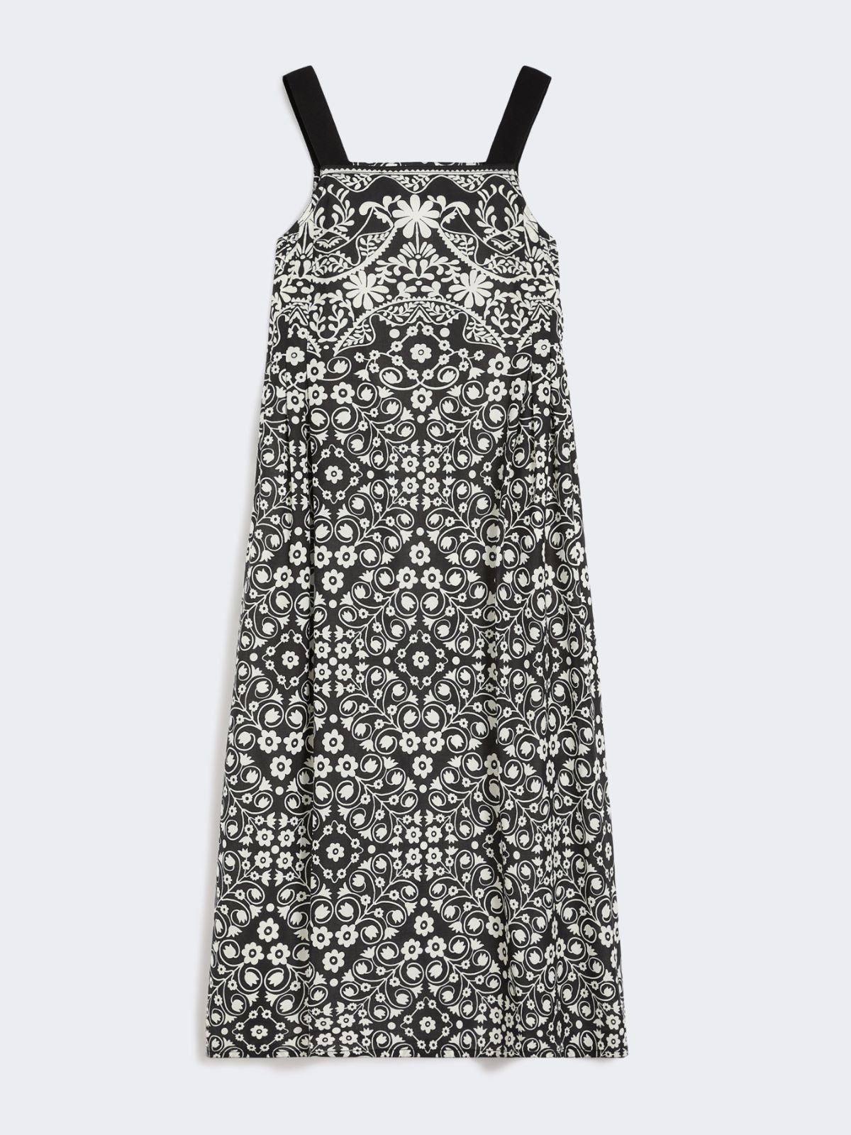 Printed cotton voile dress - BLACK - 4