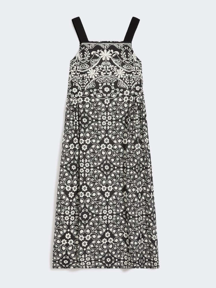 Printed cotton voile dress - BLACK