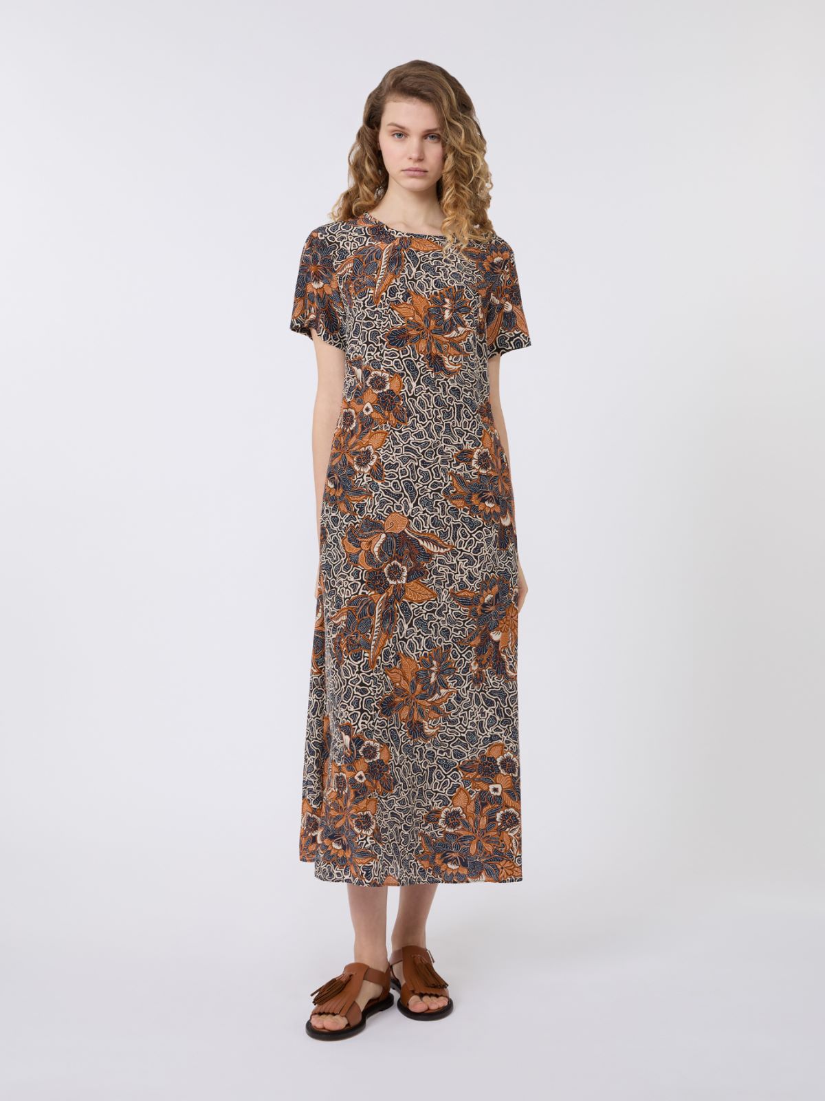 Printed silk crêpe de Chine dress - NAVY - Max Mara - 2